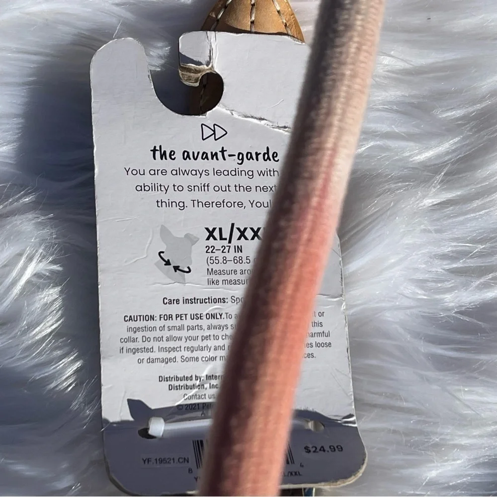 NWT Youly Faux Leather & Rope Tie Dye Dog Collar Size XL/XXL 22”-27”
